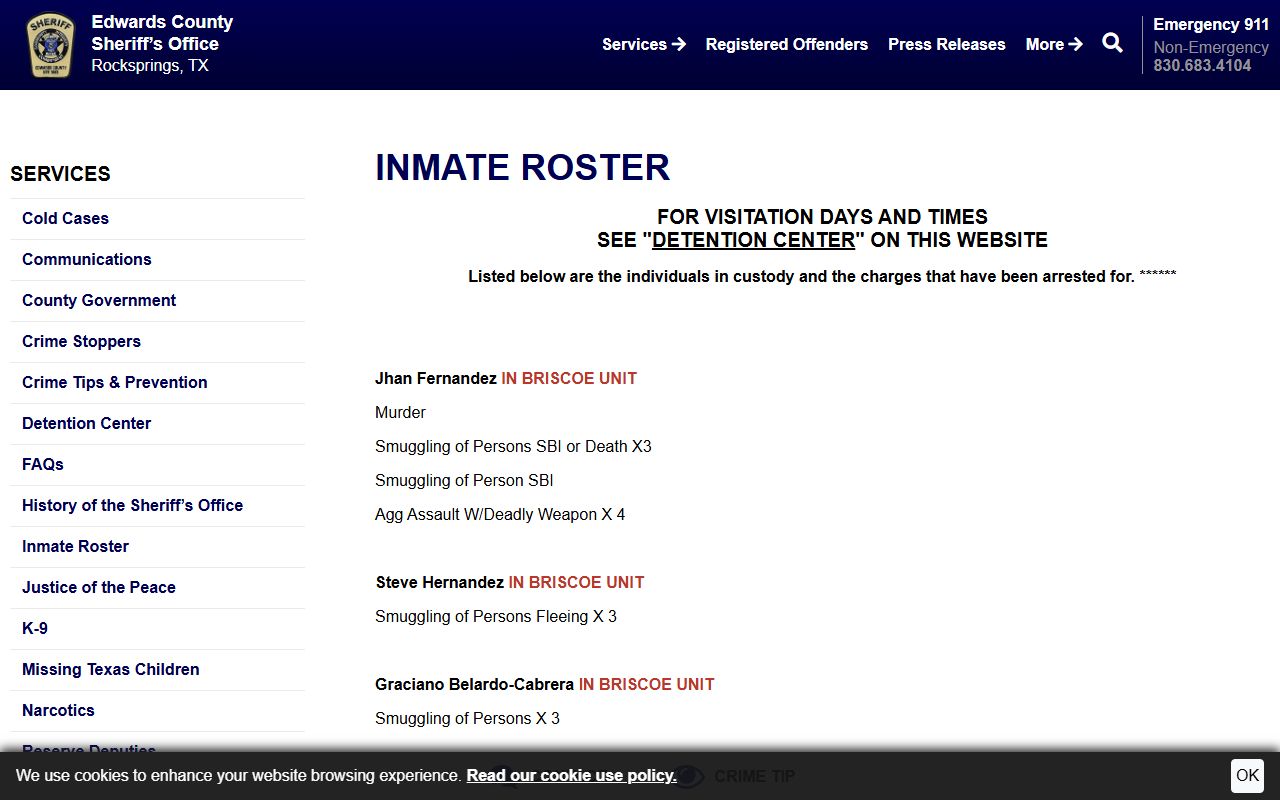 Edwards County inmate records roster text list
